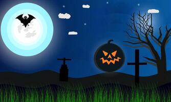 Halloween background design with black pumpkin vector