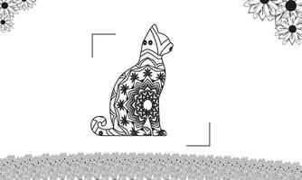 Cat coloring page vector