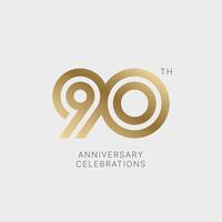 90 years anniversary logo design on white background for celebration event. Emblem of the 90th anniversary. vector