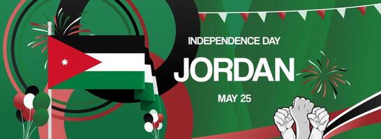 Happy Jordan national or independence day. Wide poster design suitable for web header and greeting card vector