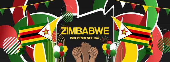 Attractive Zimbabwe national day abstract art banner vector