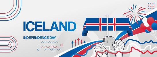 Festive party banner to celebrate Iceland independence day vector