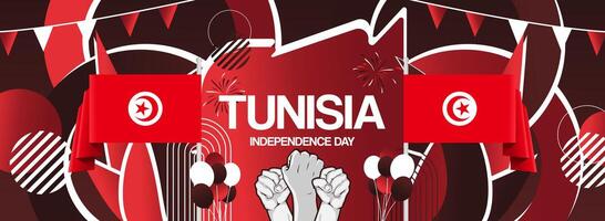 Abstract art greeting card for Tunisia independence day. Suitable for website background, sports poster, or New Year and holiday celebrations vector