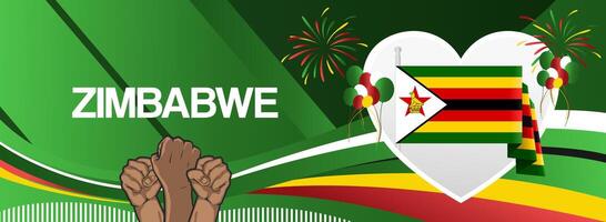 Modern Zimbabwe greeting card for national day celebration. Can be used as greeting card, presentation, sport poster vector