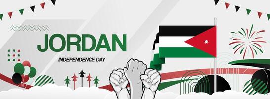 Happy Jordan independence day in festive party template vector