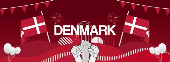 Horizontal banner of Denmark national day festivity. Can be used for new year event, sport event, or web header vector