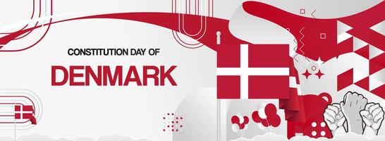 Modern geometric design for Denmark constitution day greeting card banner vector