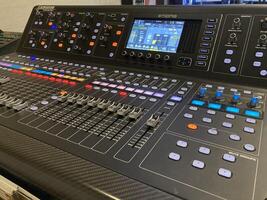 a large mixing console with many different knobs photo