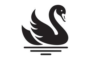 Minimalist Black Swan Bird Silhouette Design vector