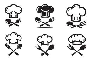 Minimalist Chef Hat with Fork and Spoon Silhouette Design vector