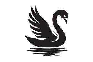 Graceful Black Swan Bird Silhouette Design vector