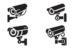 Silhouette CCTV Surveillance Camera Icon Set in Format vector