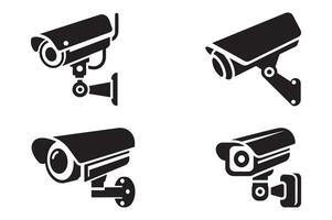 Security Camera Icons Set in Silhouette Style vector