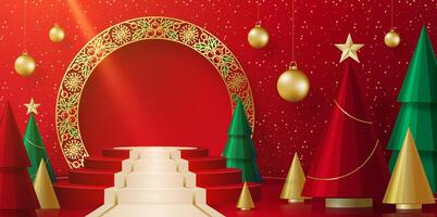3d Podium round stage style, for Merry Christmas and happy new year vector