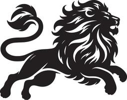 Running Lion Silhouette Art Illustration with White Background vector