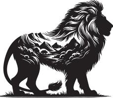 Lion Art Silhouette with White Background vector