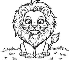 Colorable Lion Silhouette with Bold Black Outlines on White Background vector