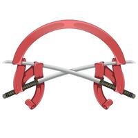 Samurai sword with ribbon, katana from ancient feudal Japan with ribbon, weapon used by samurai warriors with ribbon vector