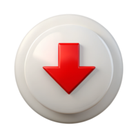 Down red Arrow 3d icon button in a round circle Math symbol Clipping Path Cut Out Transparent png