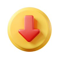 Down Arrow 3d icon button in a round circle Math symbol Clipping Path Transparent png