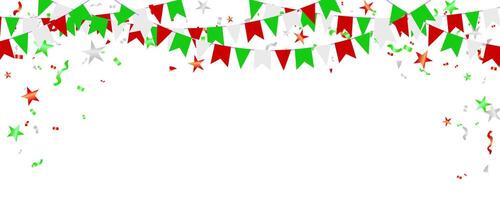 template of Christmas elements for festive design. garlands flag and confetti illustration vector