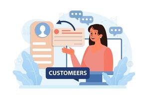 New customers search. Character web searching. Business development vector