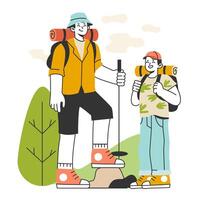 Slow traveling. Slow life principles and activity. Outdoor relaxation vector