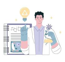 Biodegradable plastic development. Scientist inventing a recyclable vector