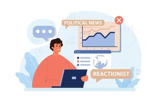 Reactionary or retrograde. Conservatism, traditional views and denying vector
