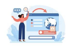 New customers search. Character web searching. Business development vector