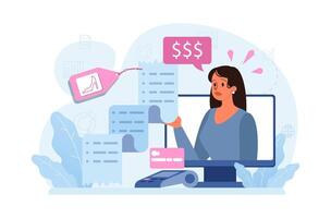 Pink tax concept. Gender based price discrimination. Higher price vector