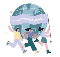 Environmental activism. Community demonstration for climate vector