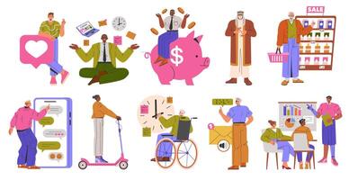 Diversity Businessman Set. Flat Illustration vector