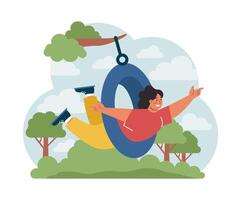 Children exploring nature on summer holidays. Active outside vector