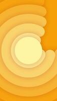 An orange background with a circular shape video