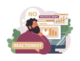 Reactionary or retrograde. Conservatism, traditional views and denying vector