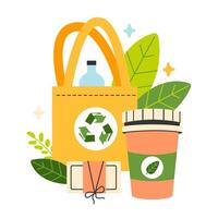 Zero waste movement. Environmental protection and social responsibility vector