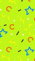 A colorful pattern with stars and letters on a green background video
