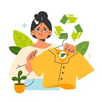 Zero waste and circular economy. Upcycling or reuse of old clothes. vector