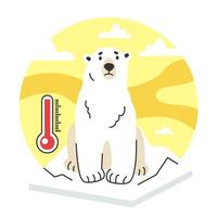 Global warming. Polar bear on melting ice. Iceberg melt. Idea of climate vector
