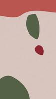 A green and red abstract painting with a red dot video