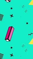 A colorful pattern with geometric shapes and a box video