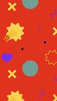 A colorful pattern with stars and hearts on a red background video