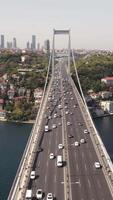 Aerial view of the bosphorus bridge in istanbul, turkey video