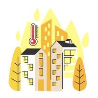 Global warming causing climate change and abnormal heat waves vector