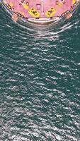An aerial view of a large ship in the ocean video