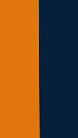 An orange and black background with a white and blue square video