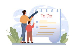 Joint parenting. Divorced spouses raising a child together. Kid spending vector