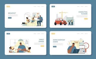 one day of builder. Flat Illustration vector