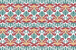Elegant Floral and Geometric Abstract Seamless Pattern for Textiles and Fabrics Featuring Colourful Blossoms and Vintage Design Elements vector